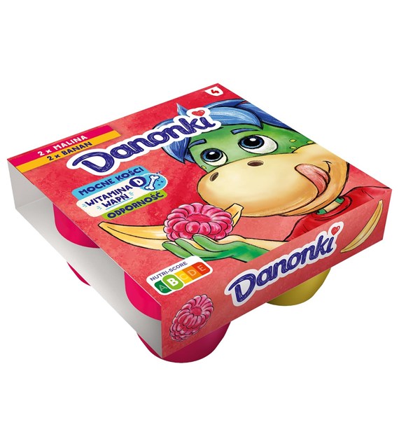 DANONE DANONKI MEGA MALINA-BANAN 4x90g/6